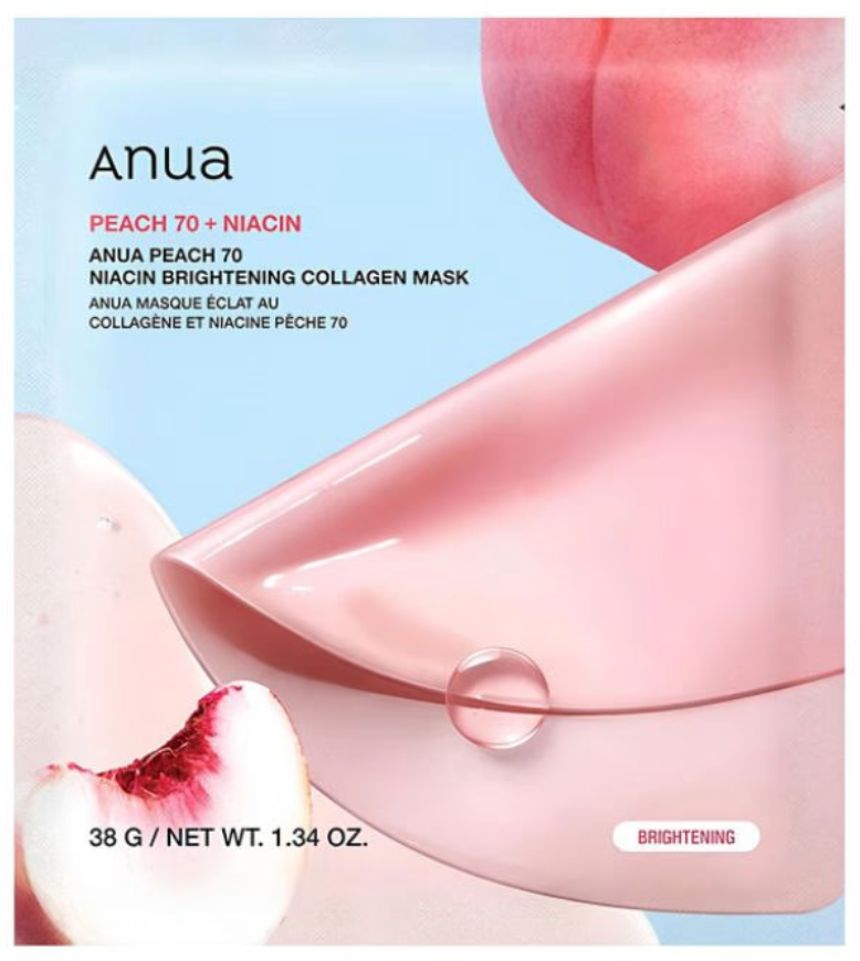 Anua Peach 70 Niacin Brightening Collagen Mask - 4 pcs